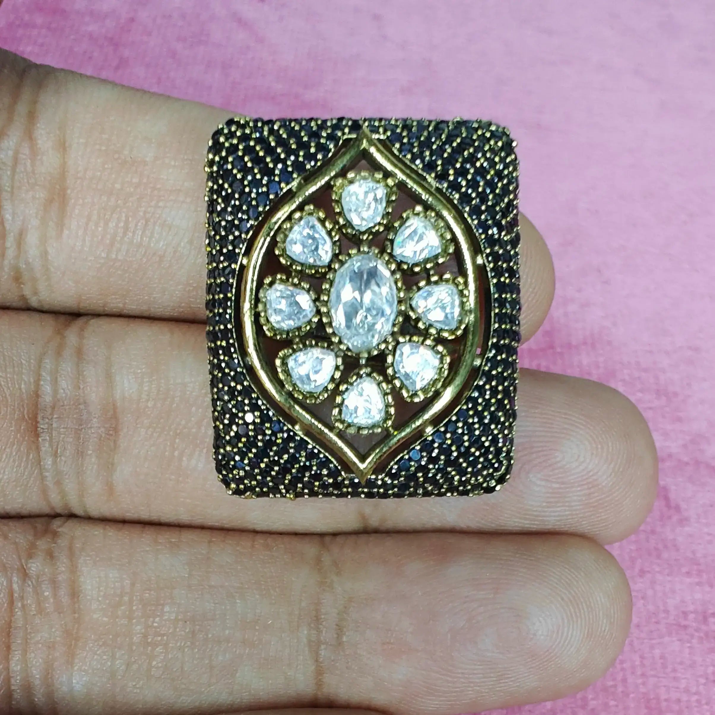 Nano Setting AD Moissanite Ring- Black