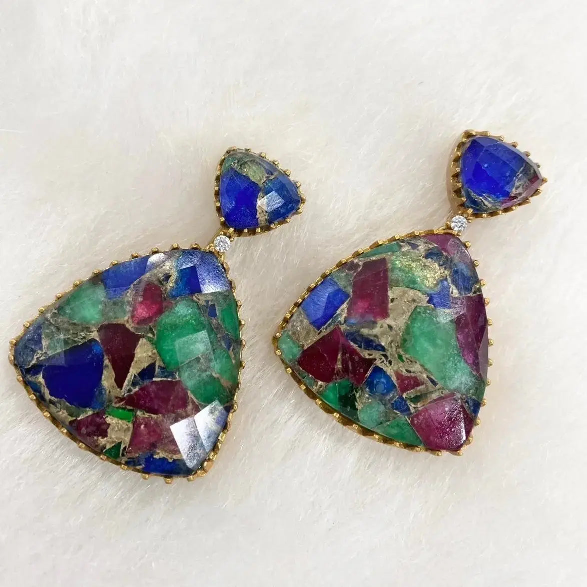 Siya Tourmaline Doublet Earrings- Multi
