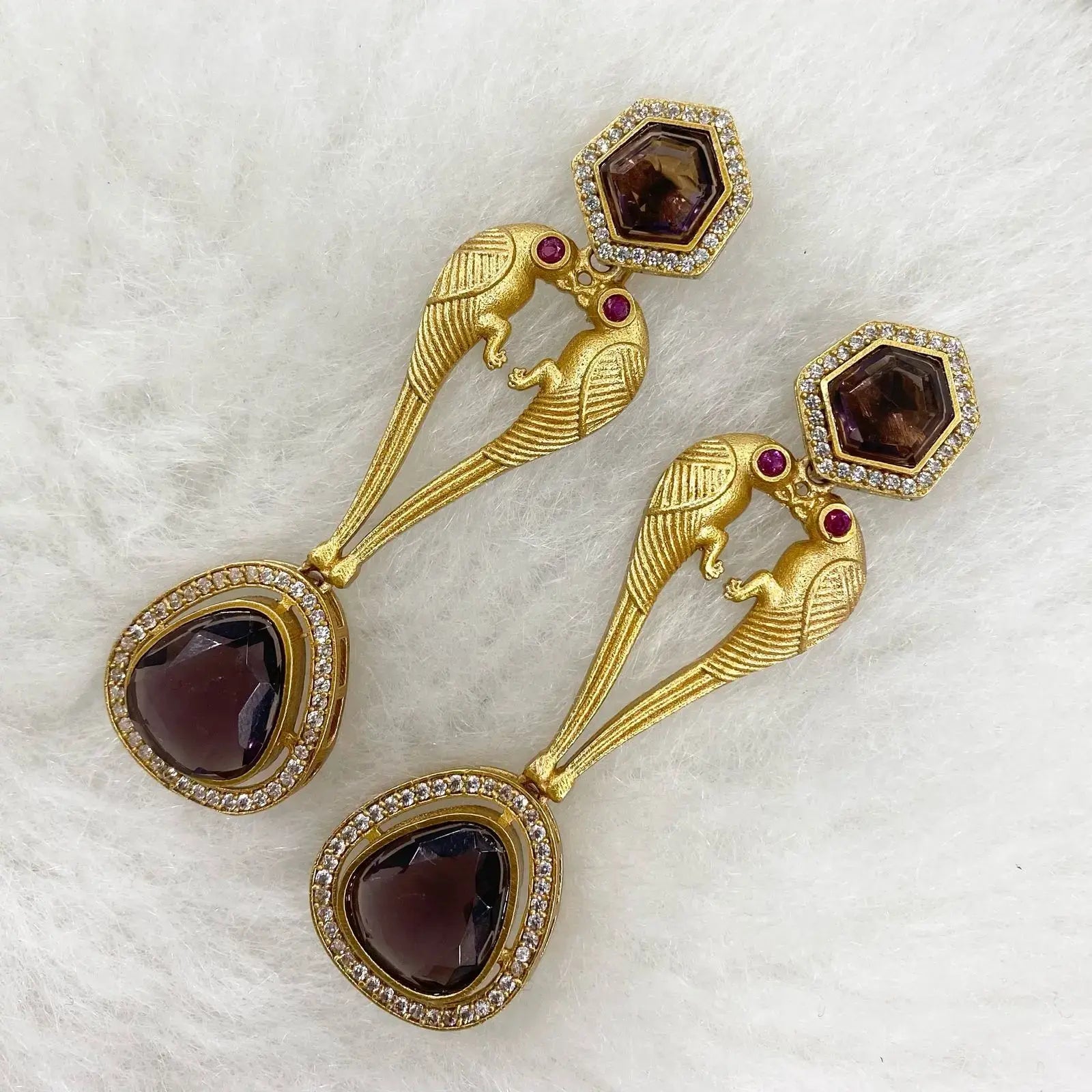 Chitra Bird Earrings - Purple