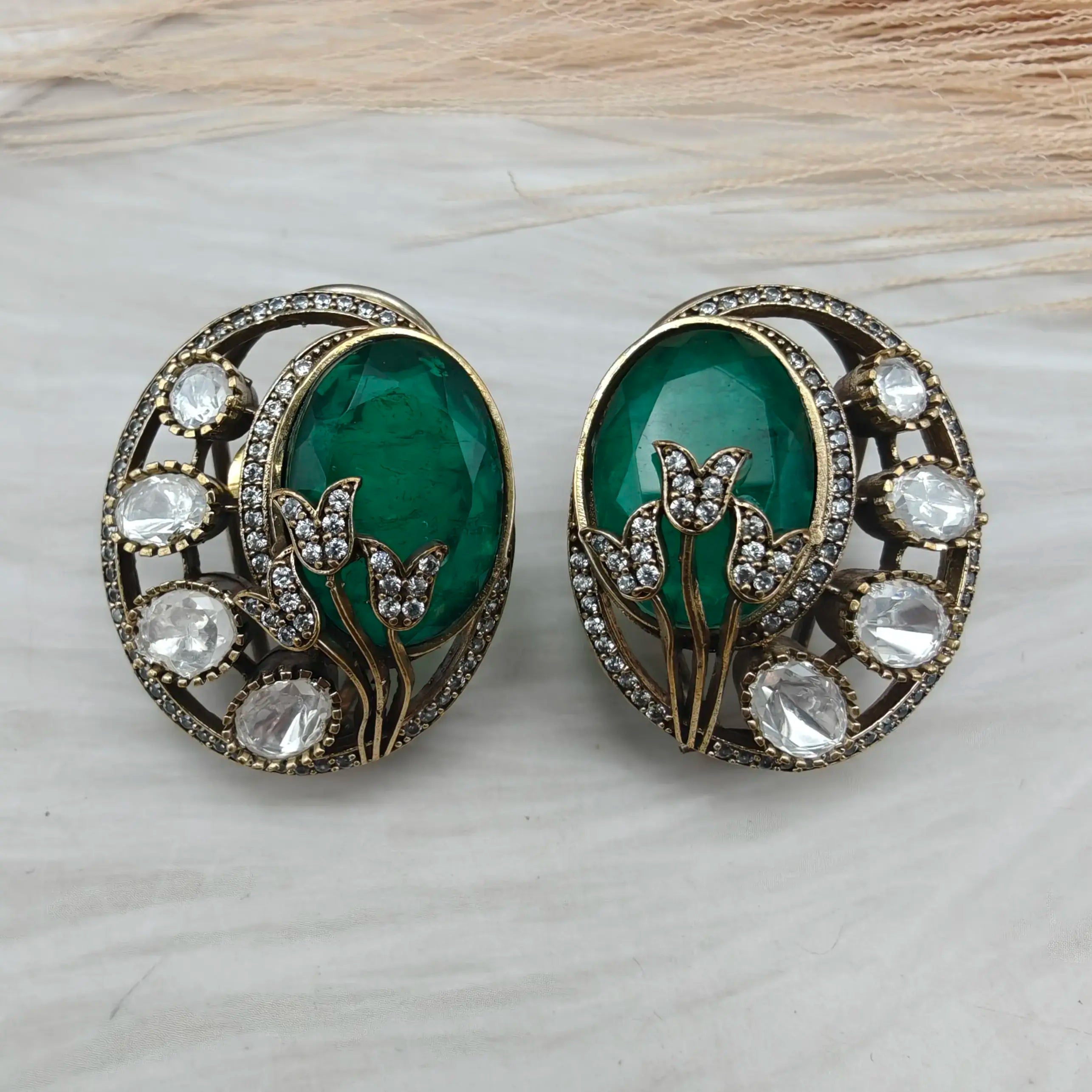 Estella Bloom Doublet Studs- Emerald Green