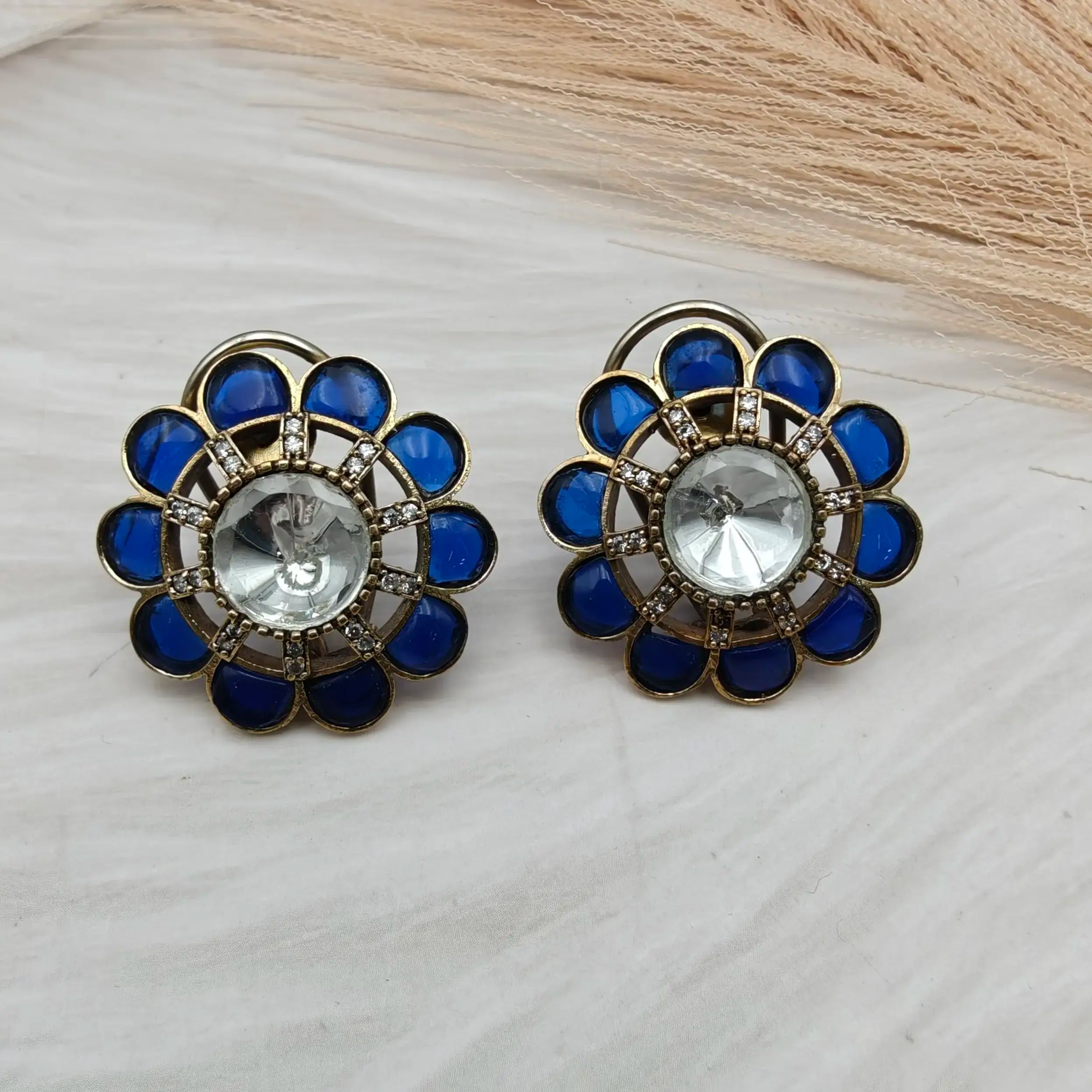 Aashka Takker Stone Studs - Blue