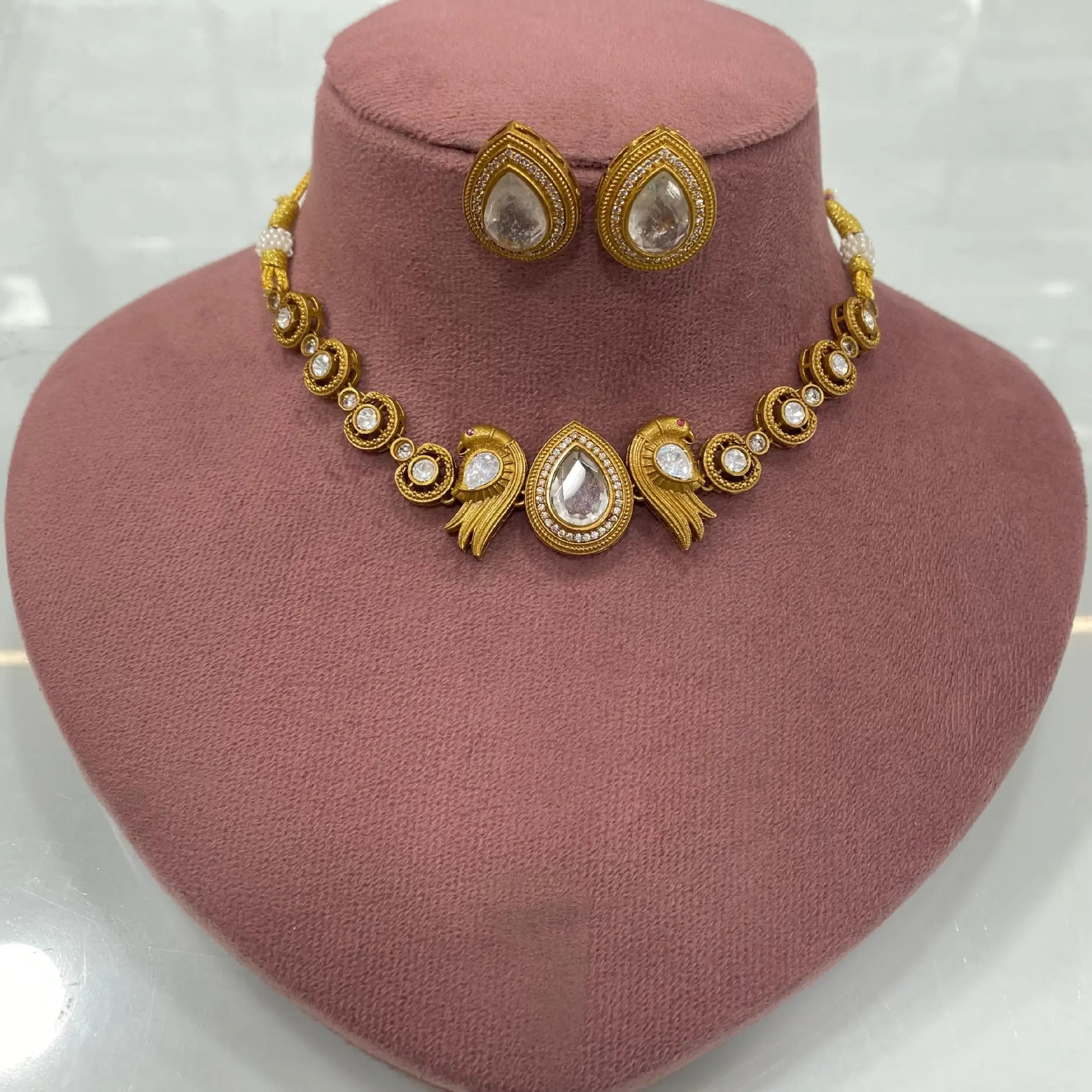 Khushi Doublet Sleek Necklace Set - White