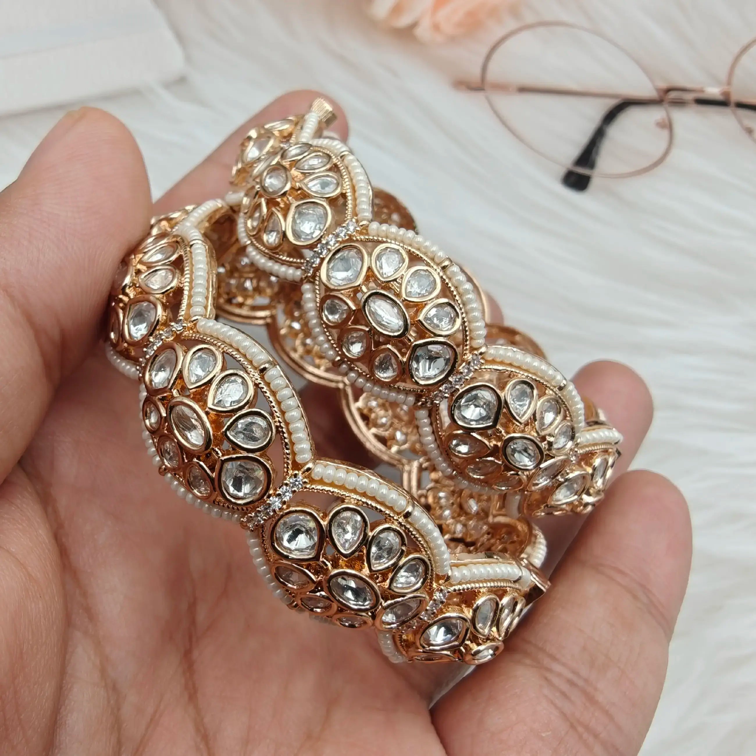 Keira Sunheri Moissanite Kundan Openable Bangle