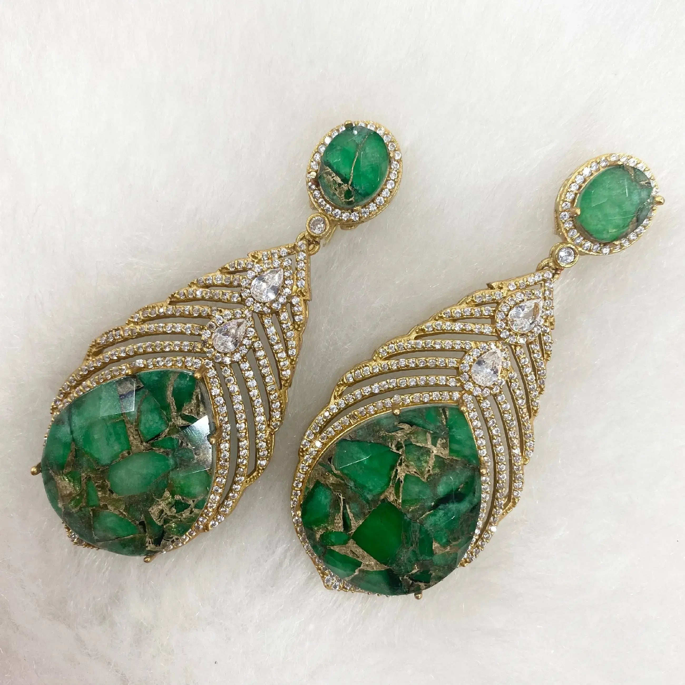 Mayuri Pankh Tourmaline Doublet Earrings - Green