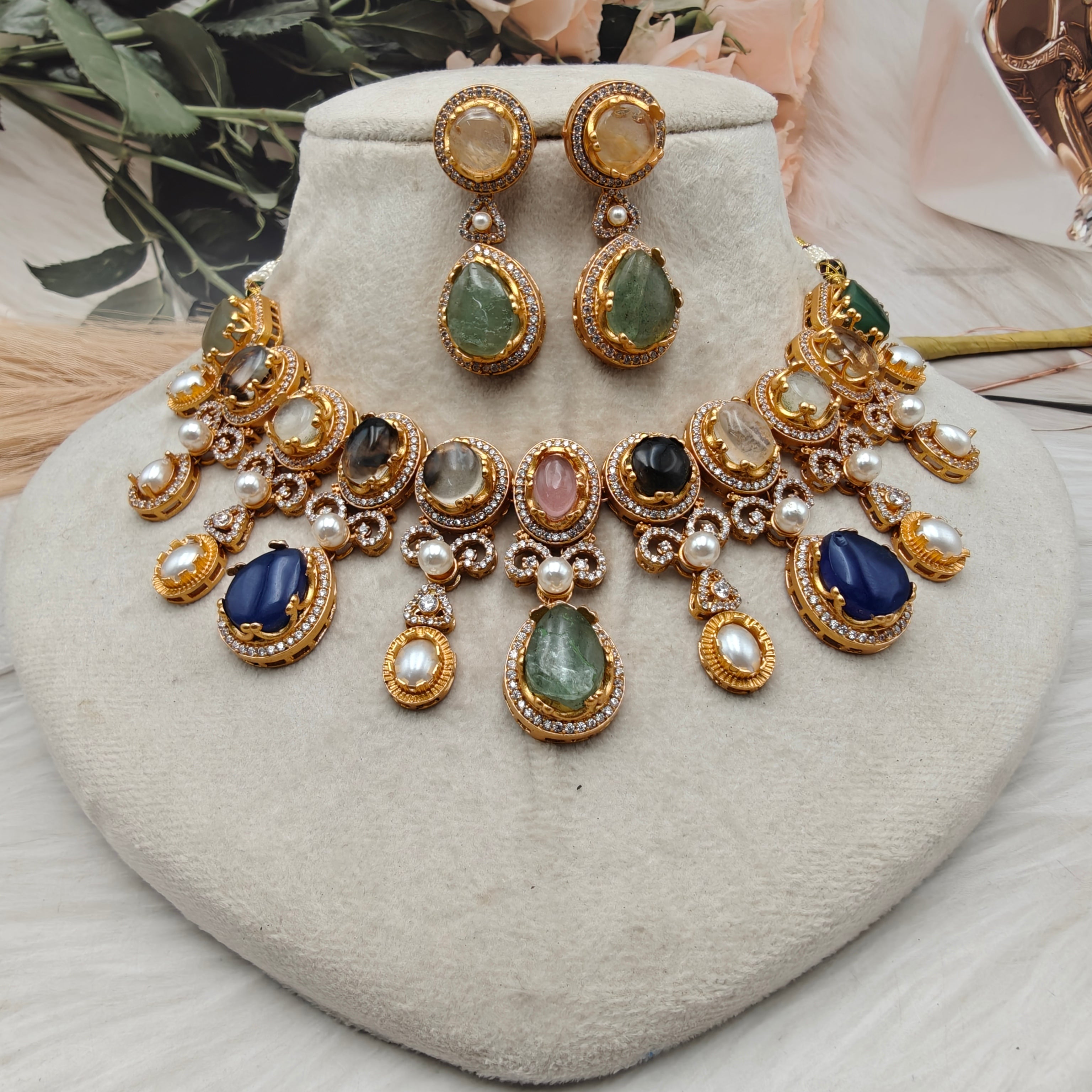 Sabya Inspired Bhuri Necklace Set - Multi