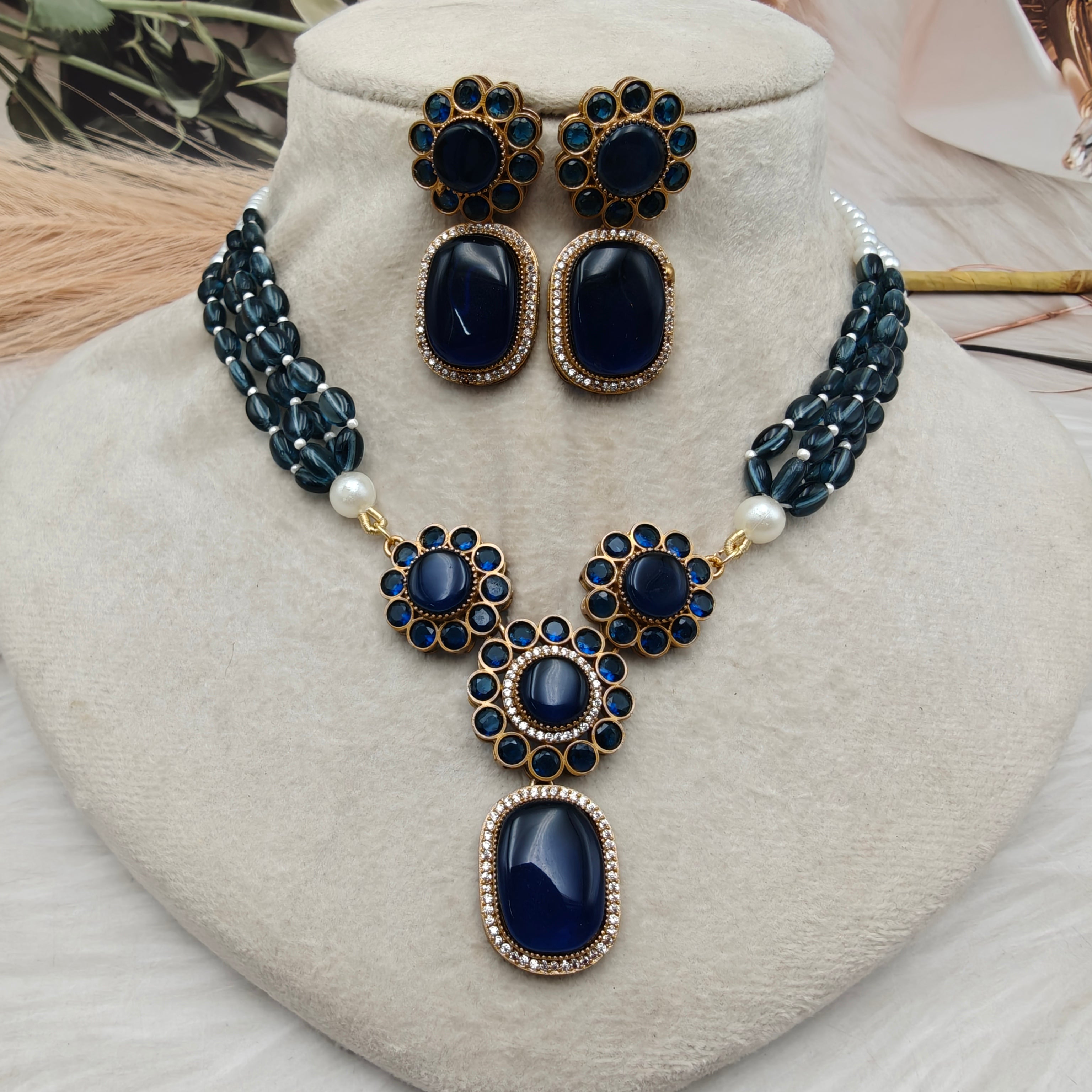 Ramiya Necklace Set - Blue