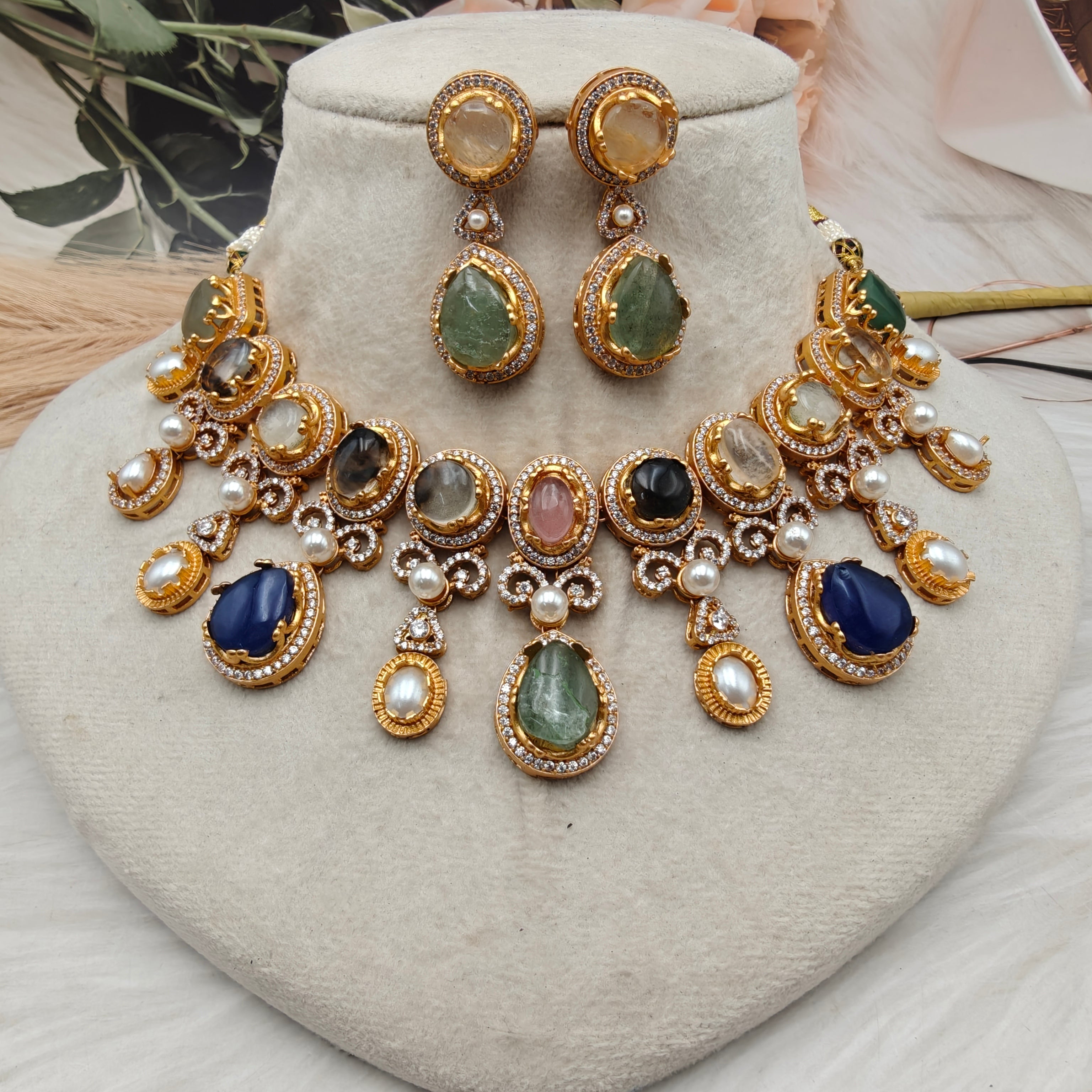 Sabya Inspired Bhuri Necklace Set - Multi