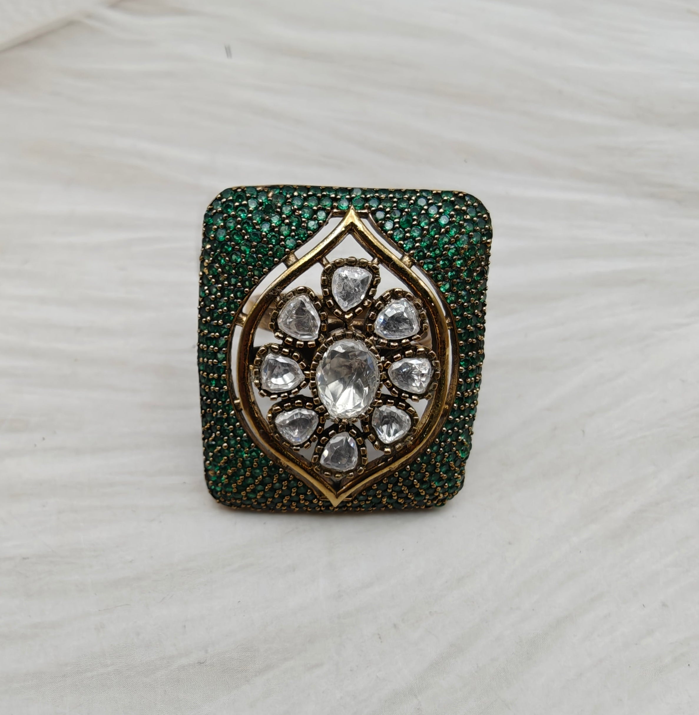 Nano Setting AD Moissanite Ring- Green