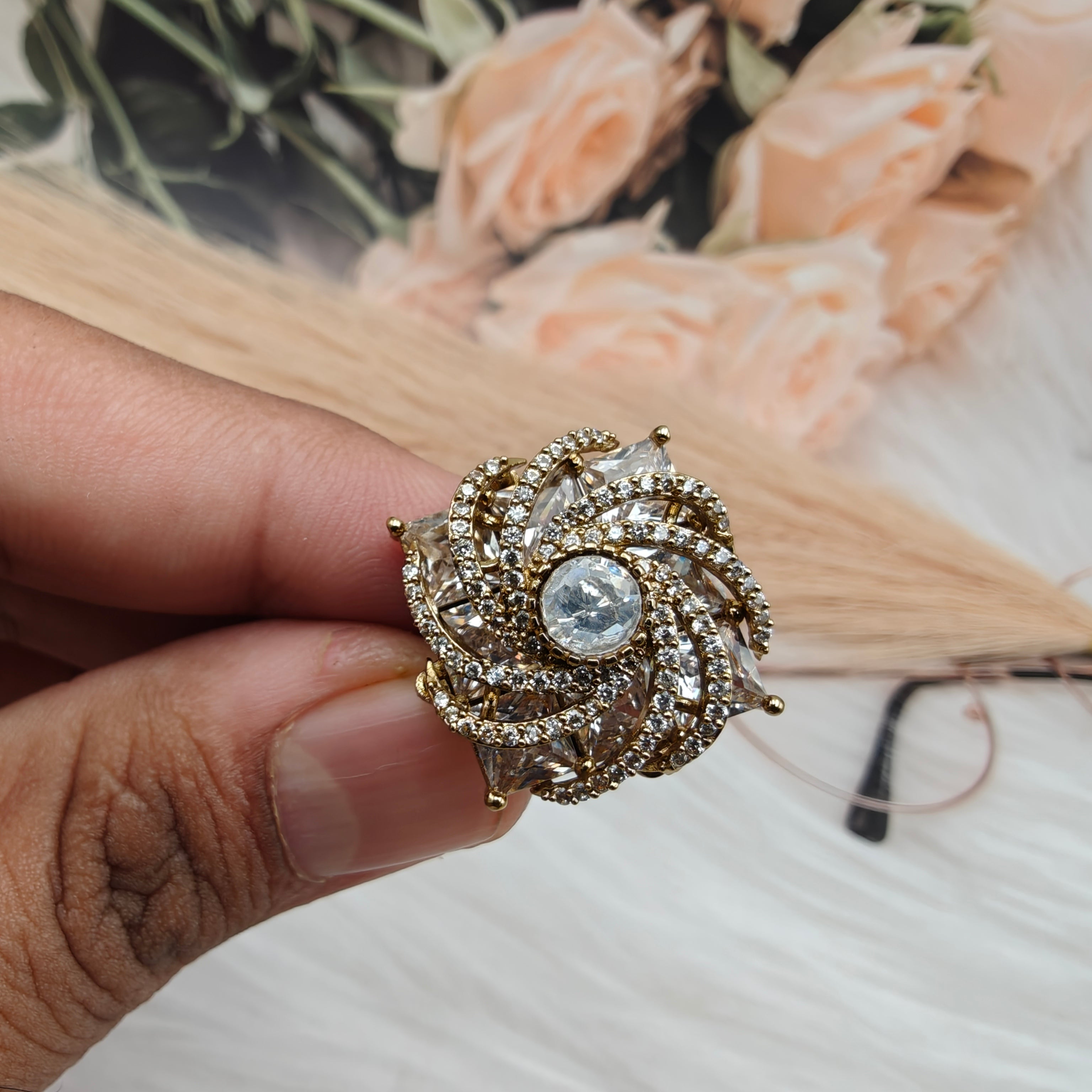 Sakhi Moissanite Adjustable Ring - White