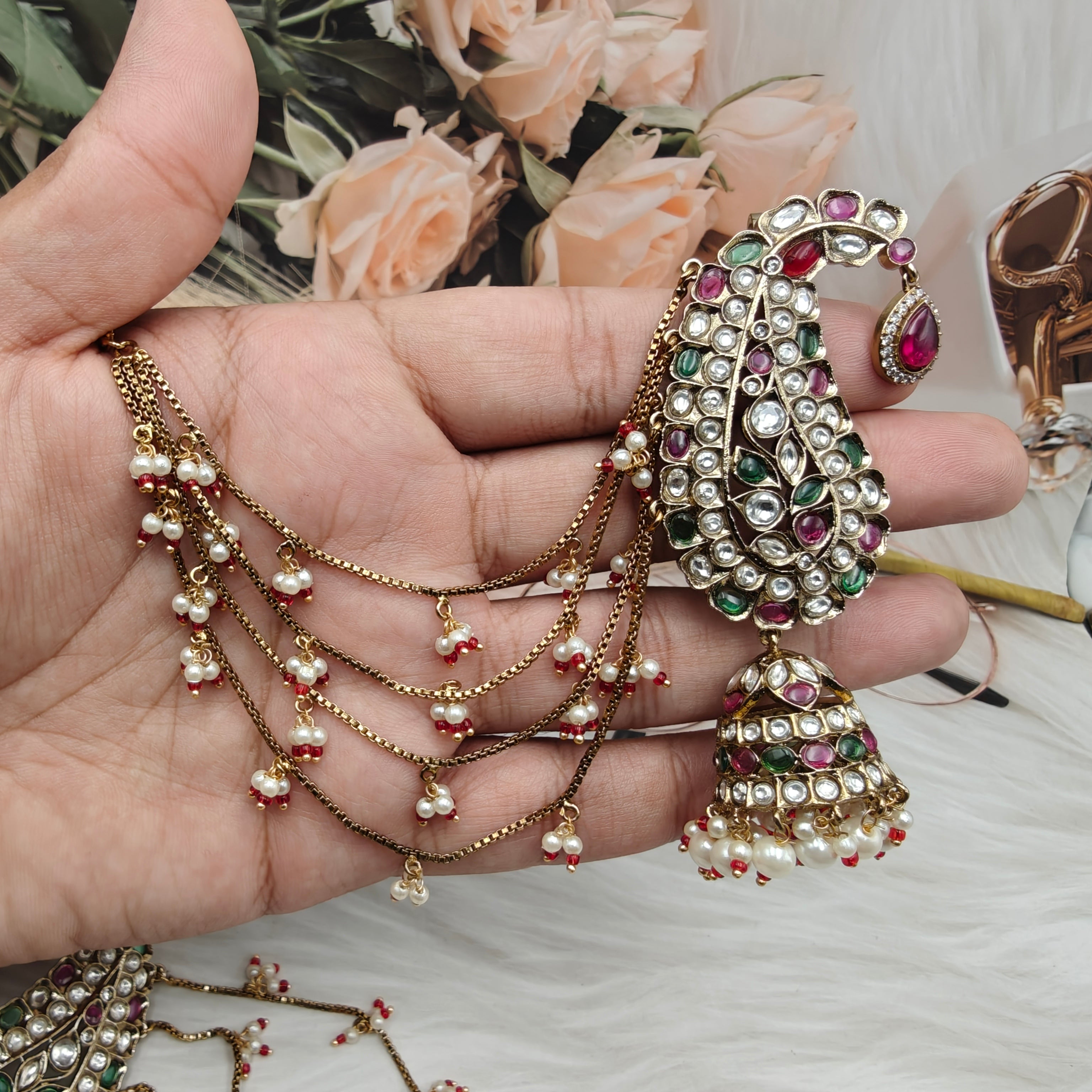 Arshiya Heritage Jadau Kundan Earcuff with Earchains