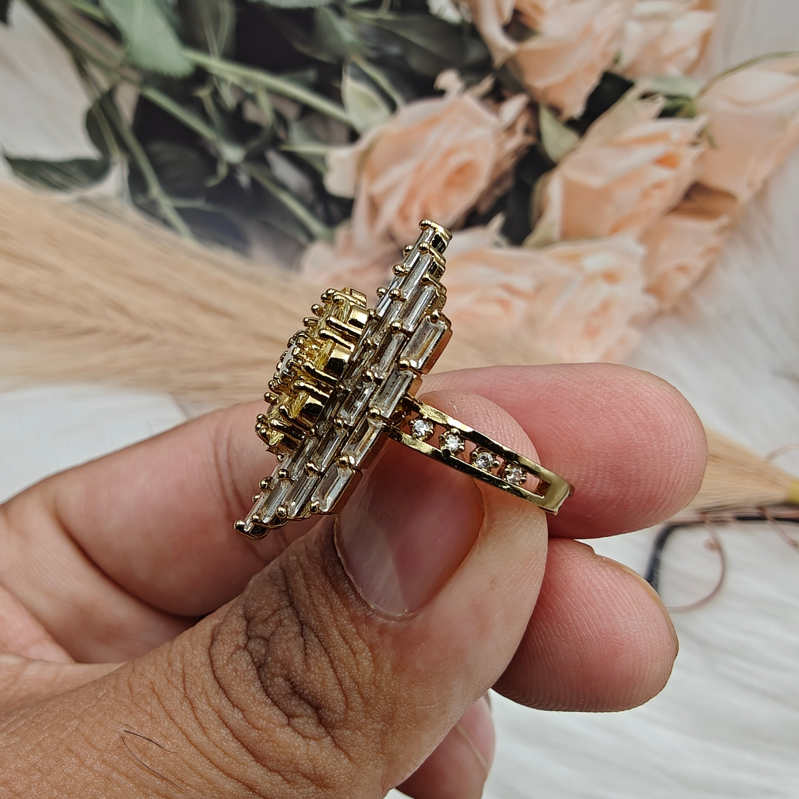 Ranjhan Baguette Rings - Yellow