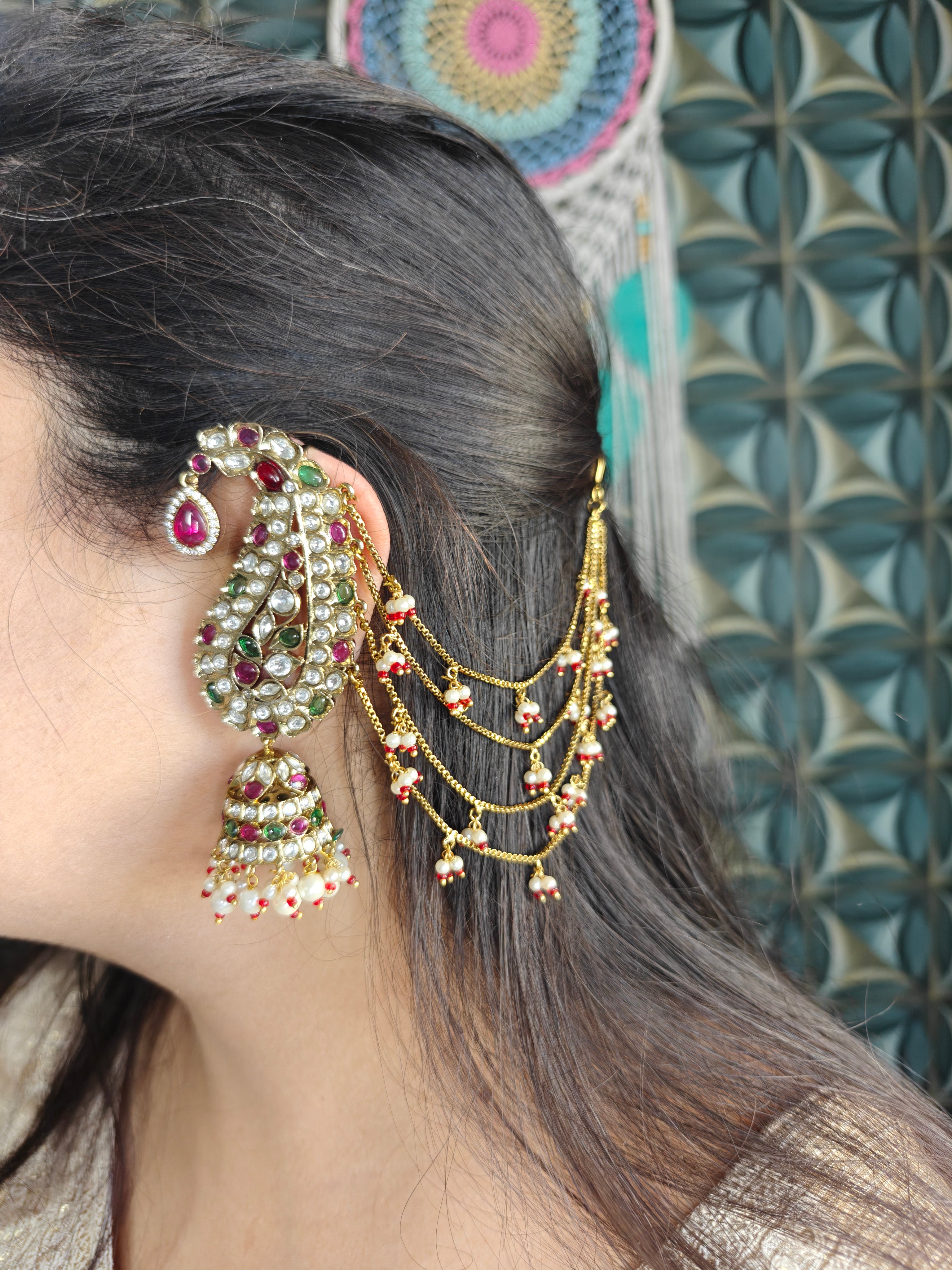 Arshiya Heritage Jadau Kundan Earcuff with Earchains