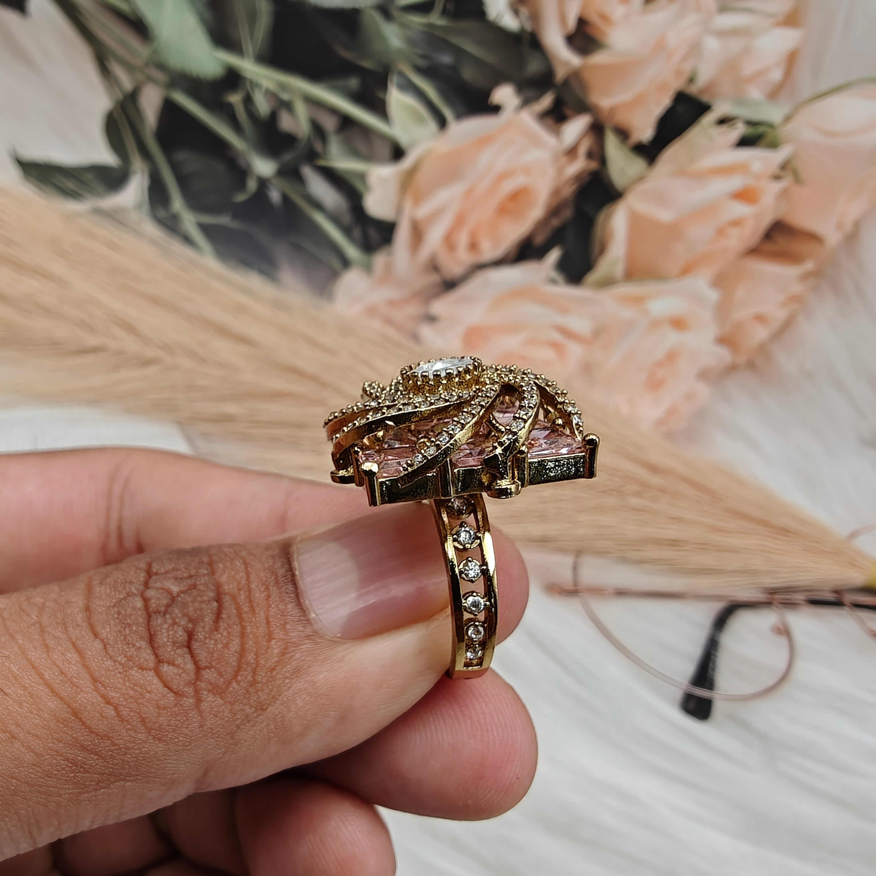Sakhi Moissanite Adjustable Ring - Pink