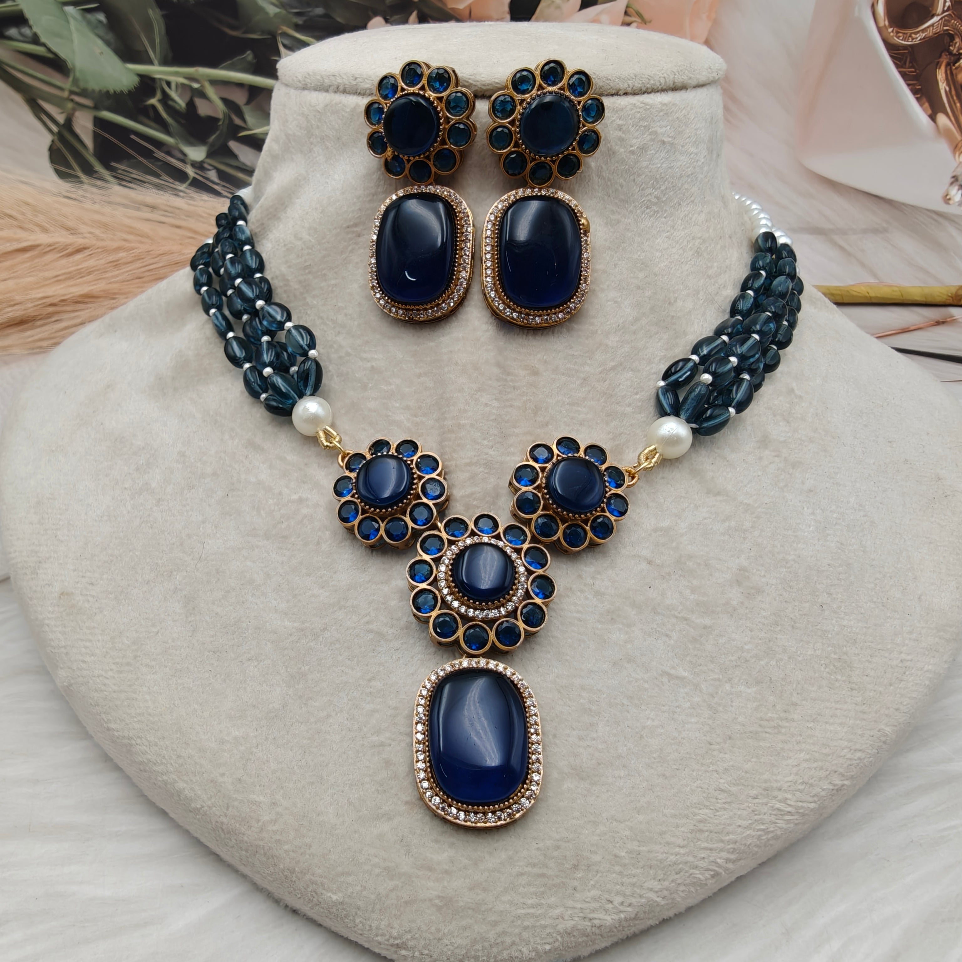 Ramiya Necklace Set - Blue
