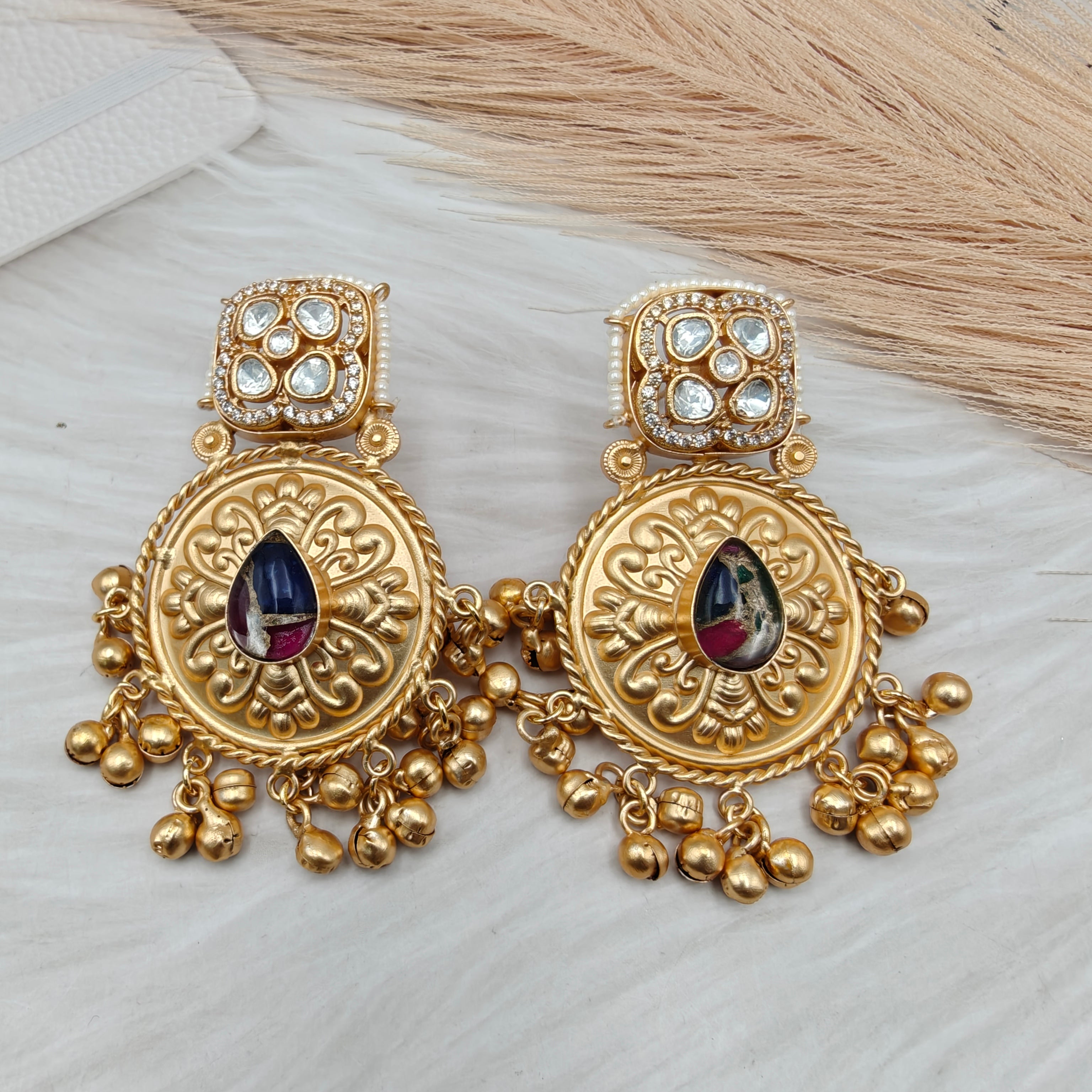 Aastha Handcrafted Brass Fusion Earrings - Multi