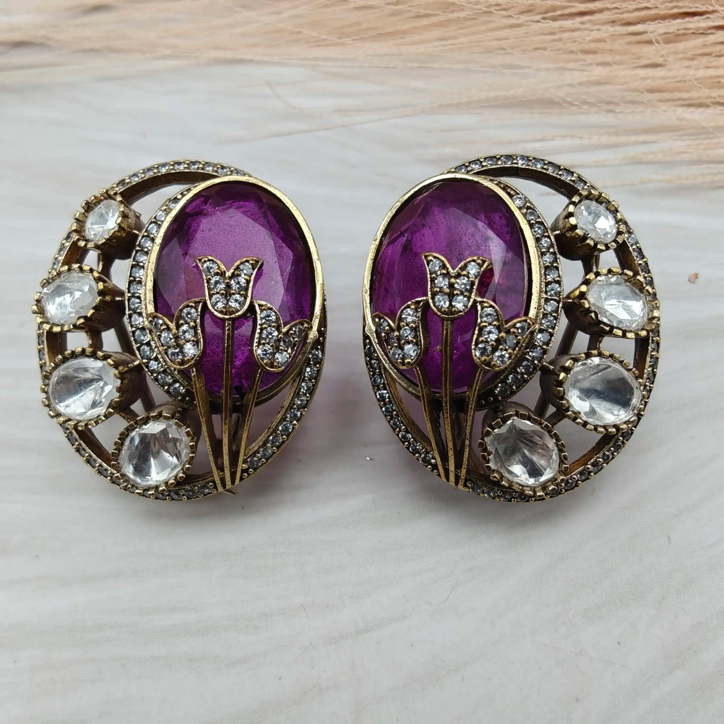 Estella Bloom Doublet Studs- Purple