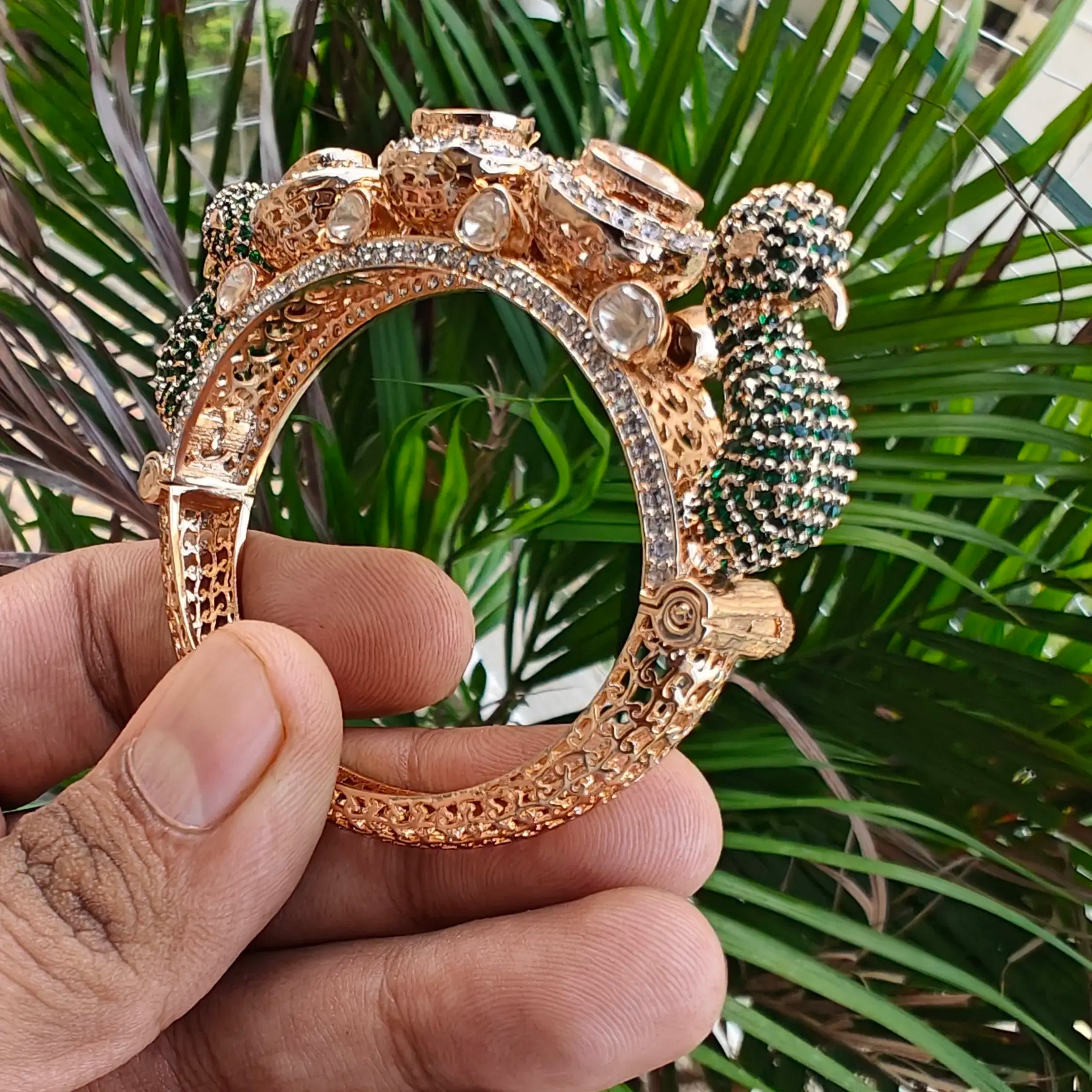 Pakhi Moissanite Openable Premium Bracelet Bangle - Green