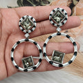 Aurelia Swarovski Earrings- Grey Black (Silver Finish)
