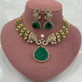 Vidisha Elephant Doublet Necklace Set - Green