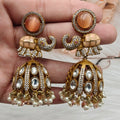 Nisha Uncut Polki Elephant Jhumki- Peach