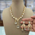 Jigra Doublet Uncut Polki Moissanite Necklace Set - White