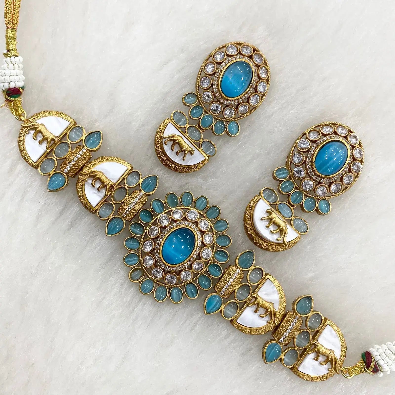 Ridhima Sabya Inspired Choker Set- Sky Blue