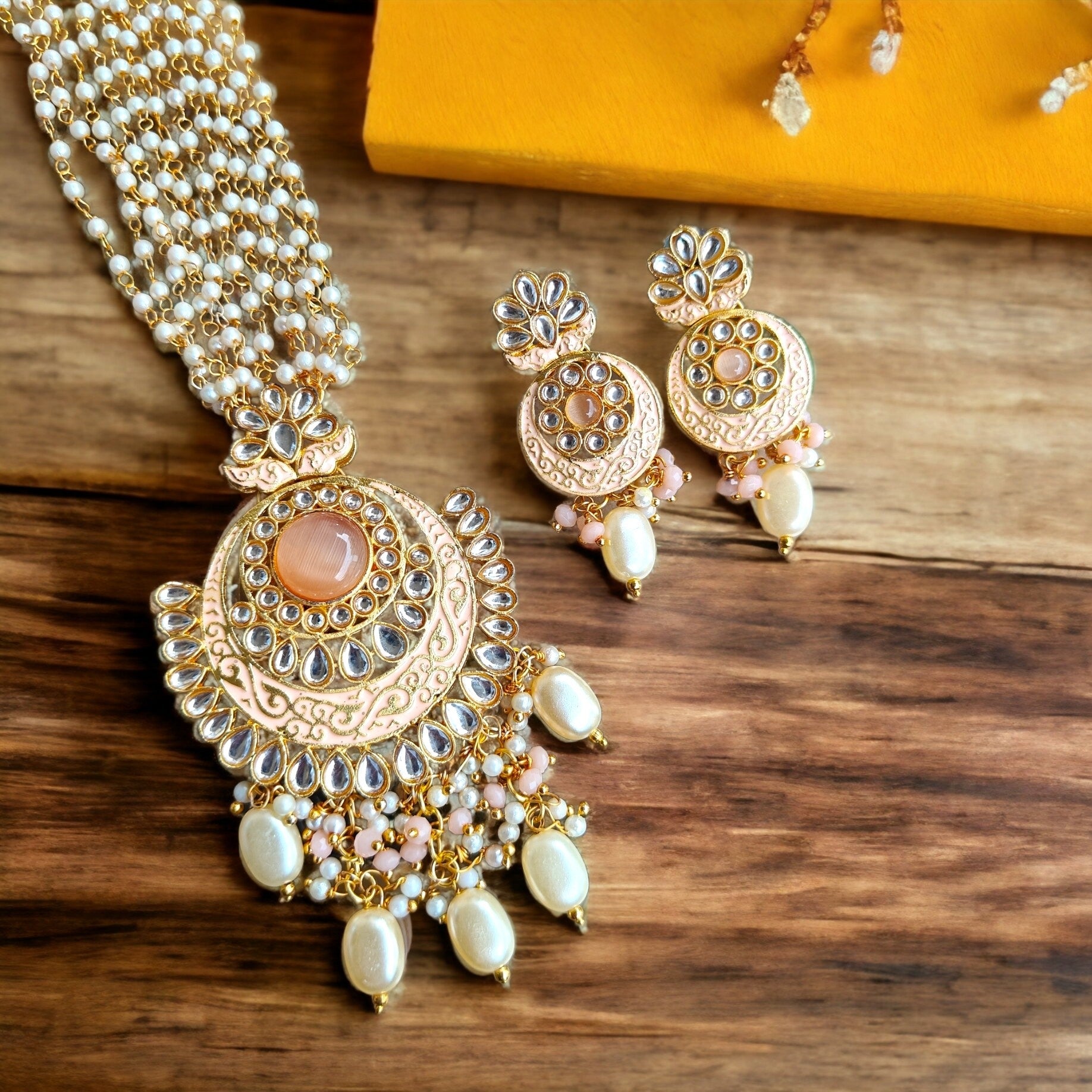 Azia Long Necklace- Peach