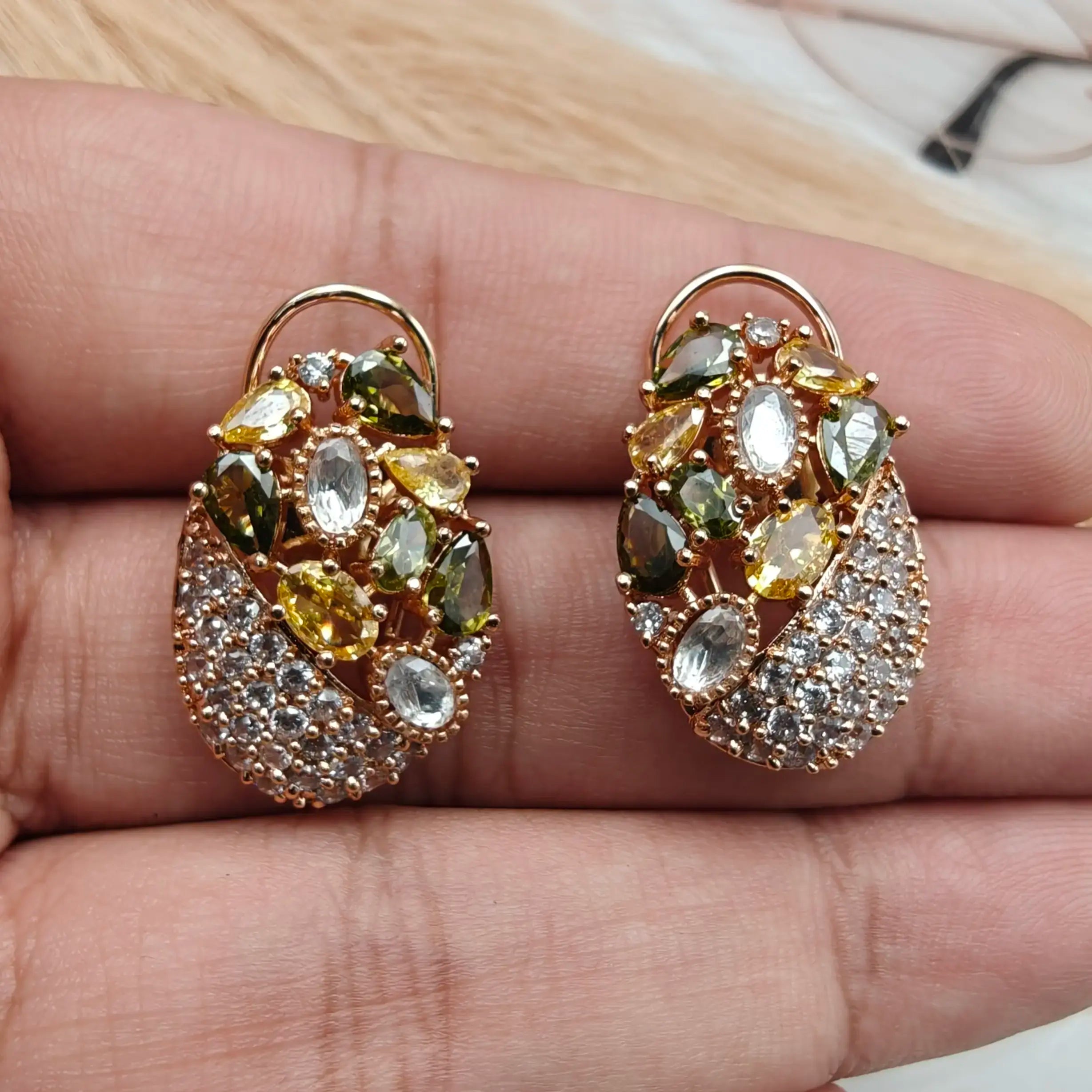 Angel Studs- Golden Yellow n olive green