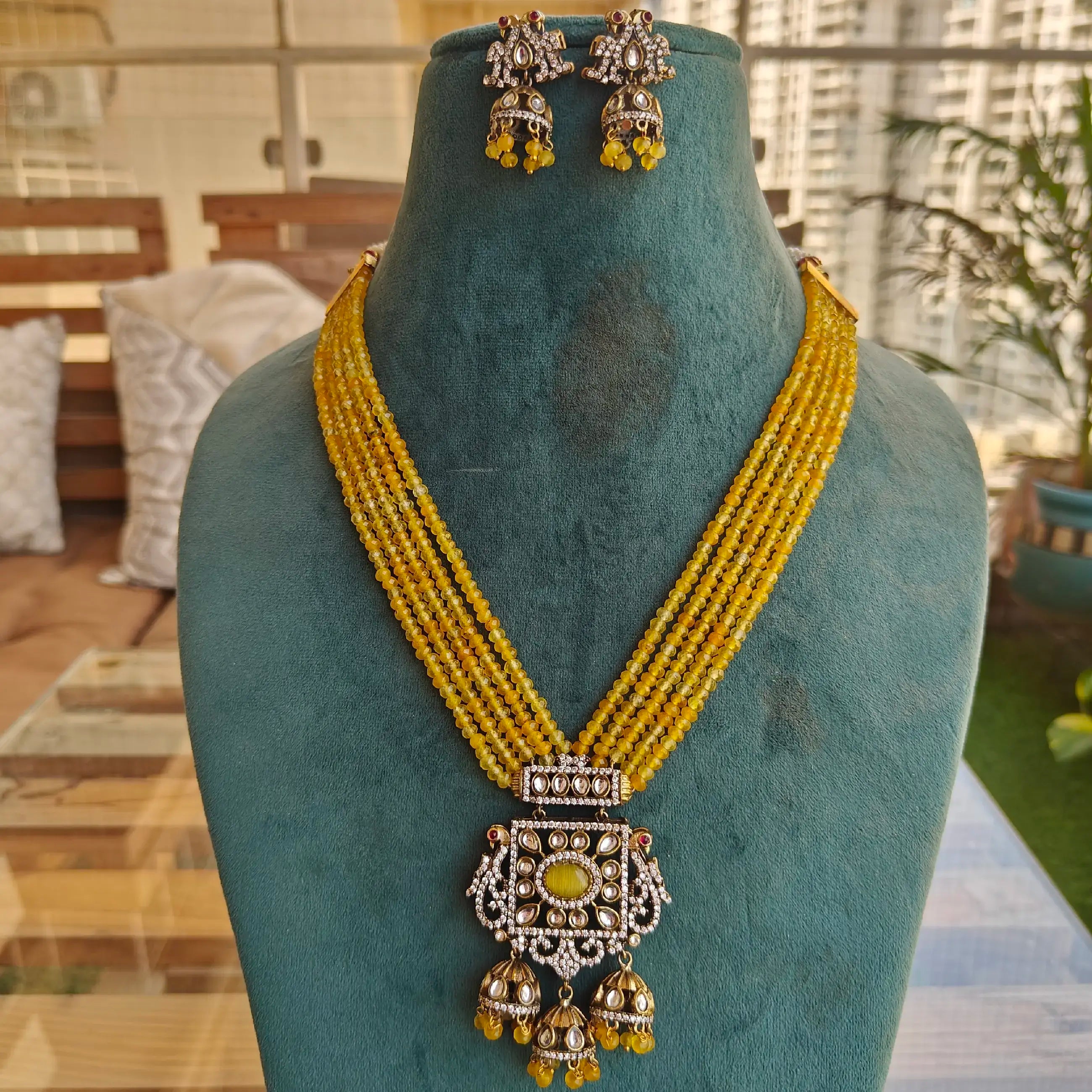Sampriti Onyx Long Necklace- Yellow