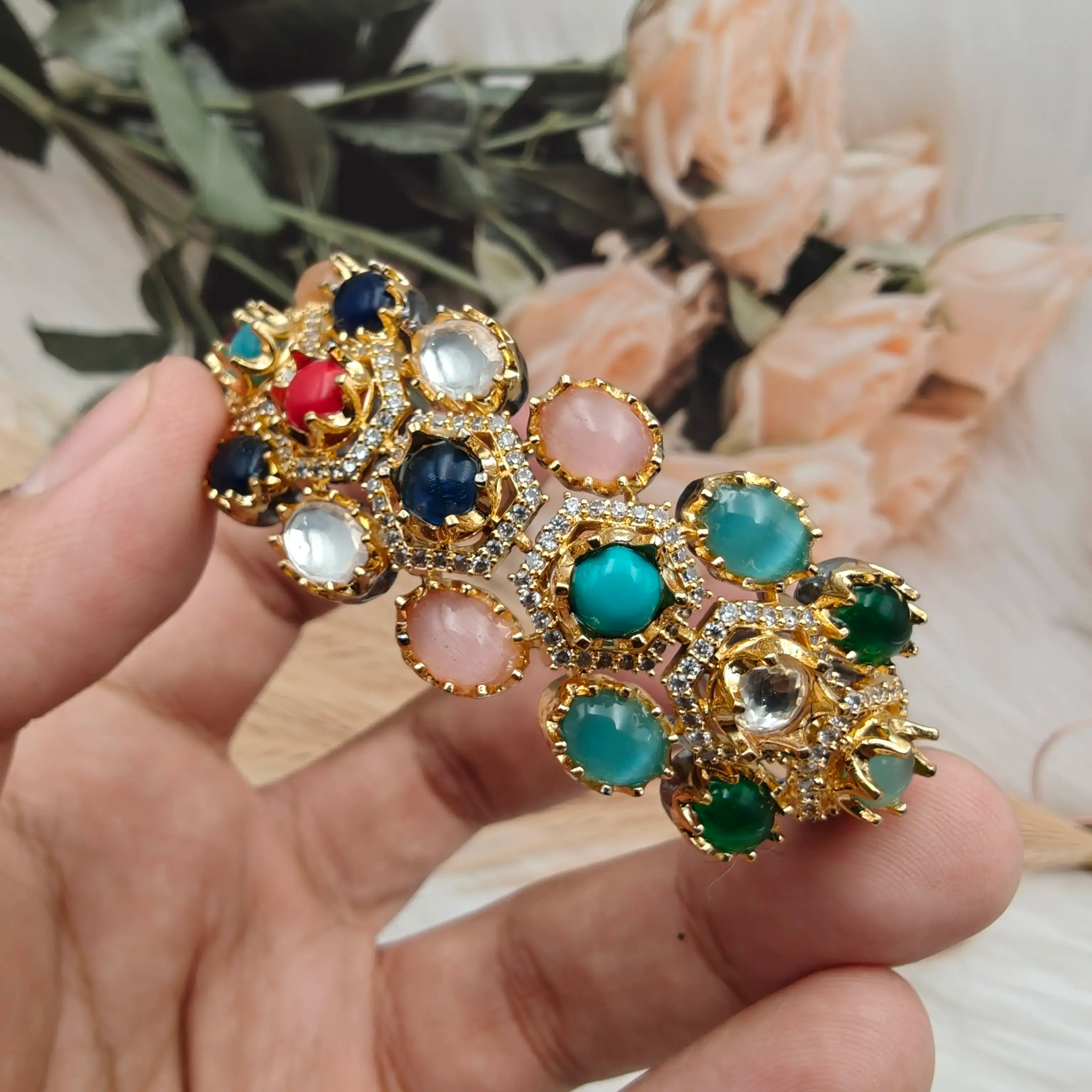 Sabya Inspired Navratan Bloom Cuffs - Multi
