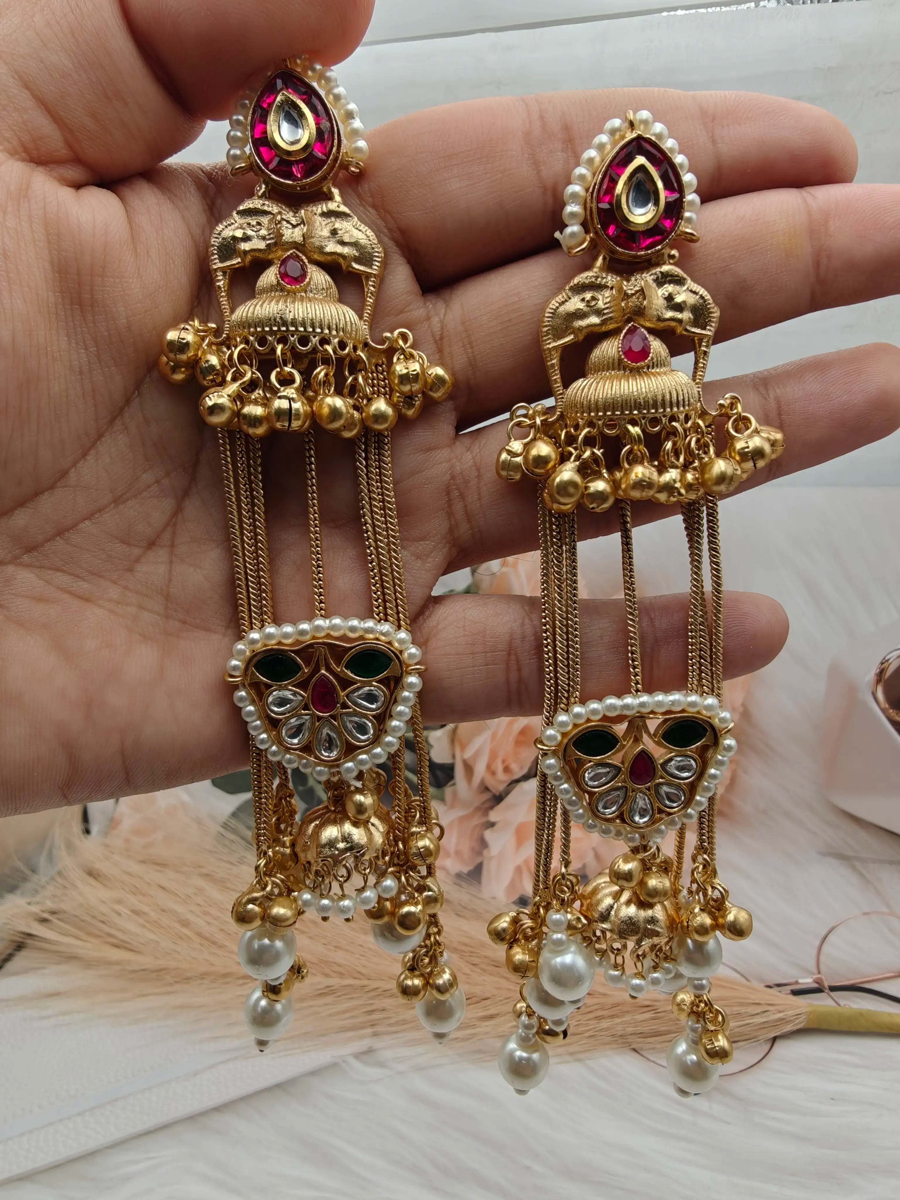 Gulrukh Brass Fusion Kashmiri Earrings