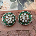 Advisha Uncut Moissanite Polki Studs - Green