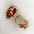 Leaf Adjustable Doublet Ring- Red