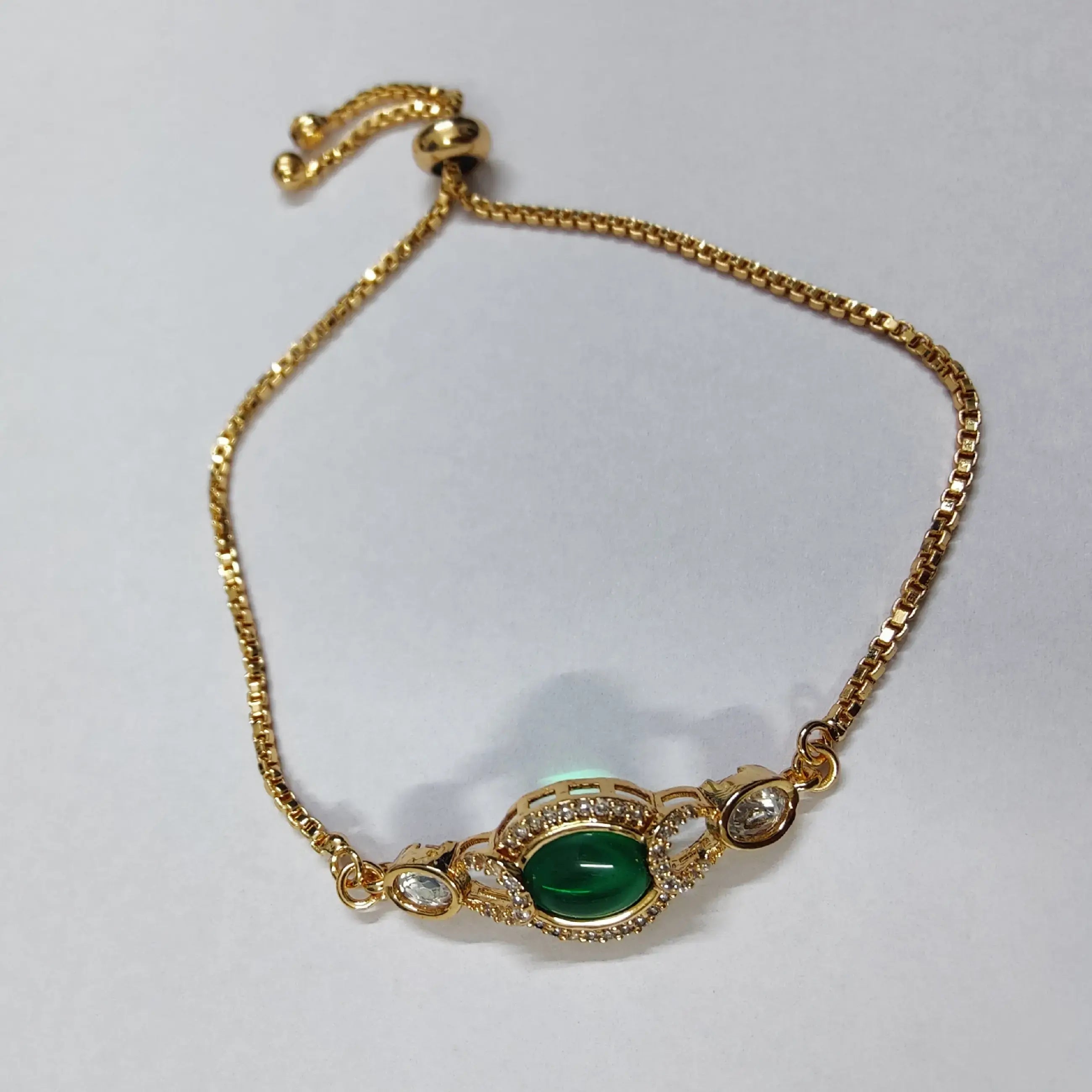 Moissanite Adjustable Chain Bracelet - Green