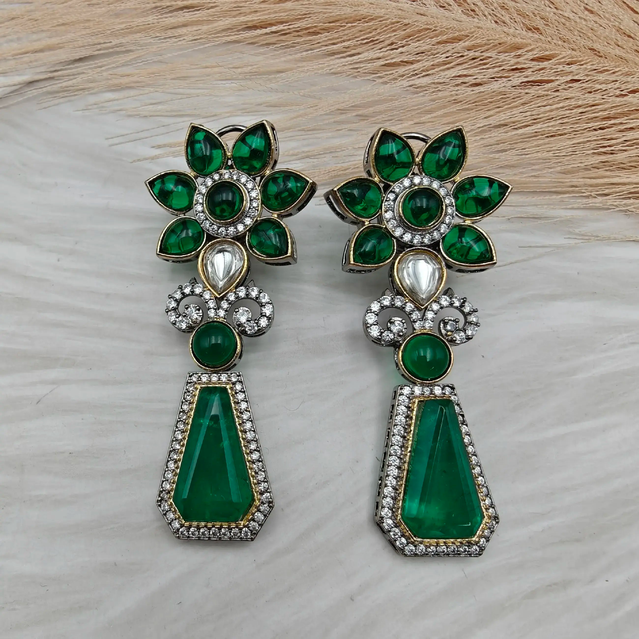 Sameera Sabyasachi Inspired Premium Doublet Earrings- Green