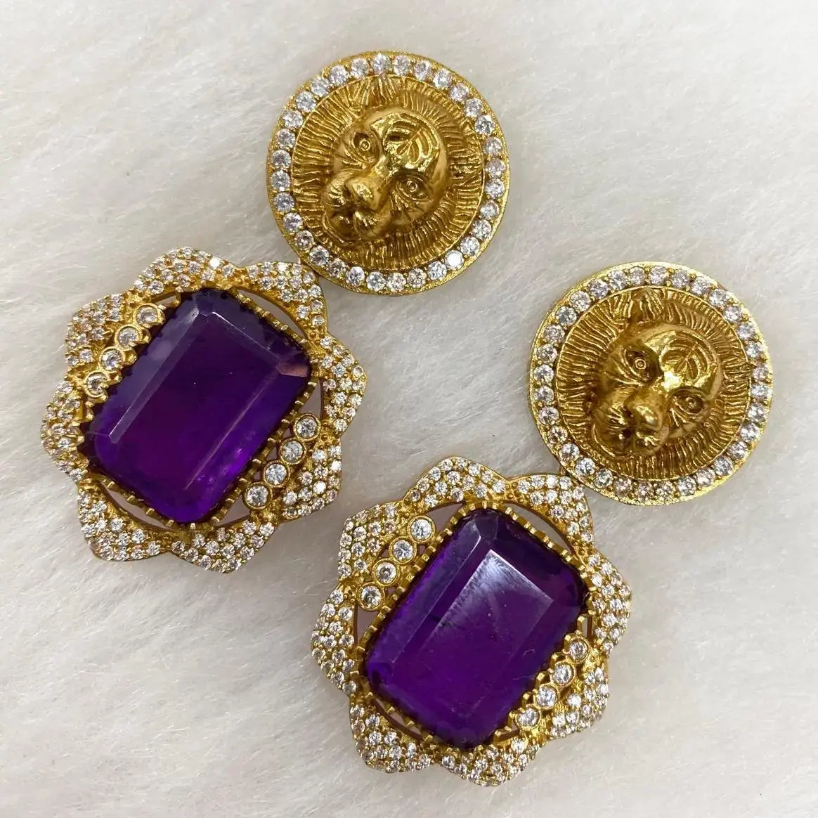 Sabyasachi Inspired Elekha Doublet Earrings - Purple