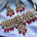 Kumkum Polki Choker Set- Hot Pink