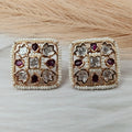 Zarqa Sunheri Kundan Studs- Ruby