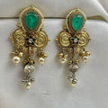 Mahek Doublet Stone Brass Fusion Earrings - Mint