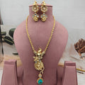 Vantara Premium Doublet Statement Pendant Set - Turquoise