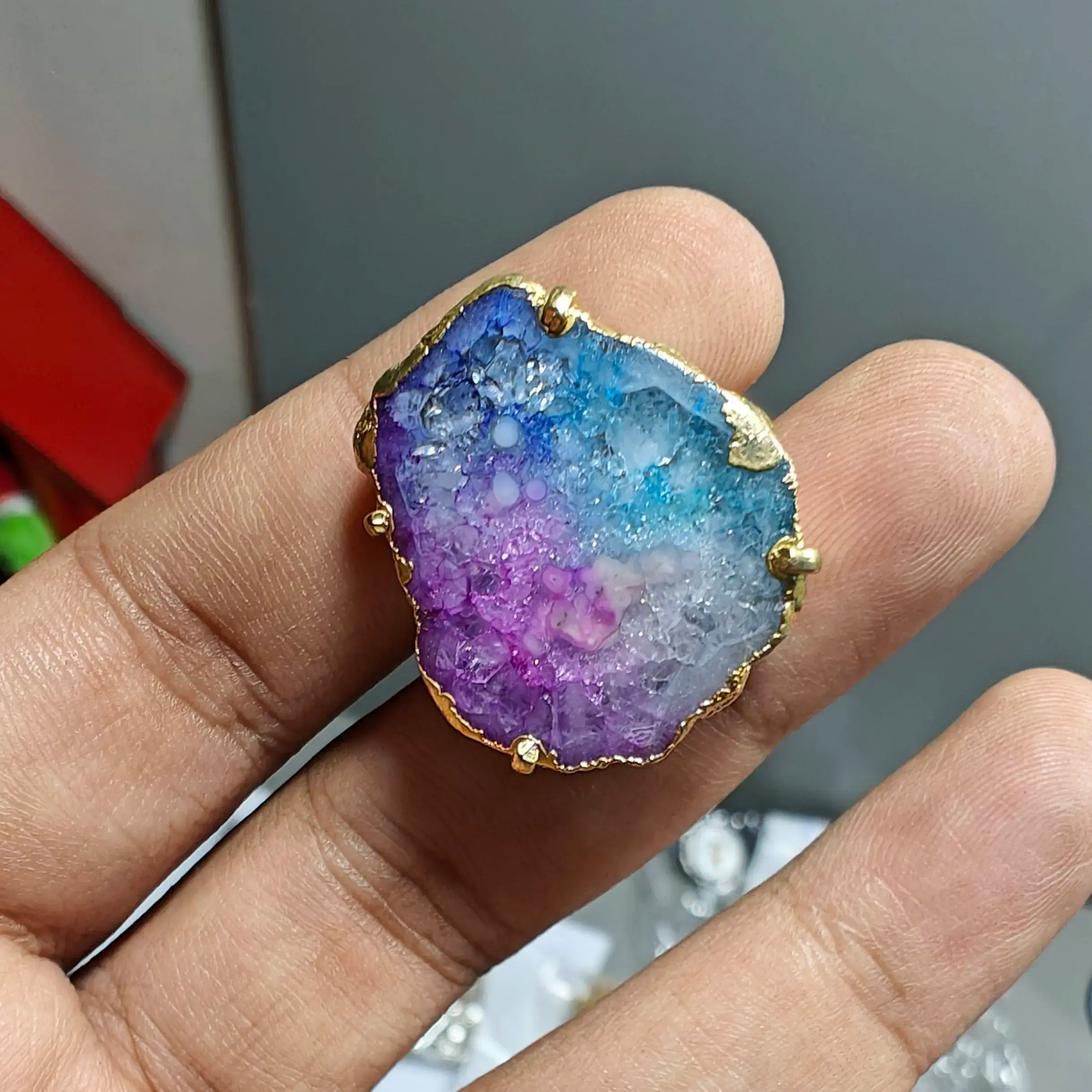 Unshaped Agate Stone Finger Ring- Unshape Multi