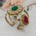 Zara Handcrafted Doublet Brass Fusion Handcuff- Red n Green