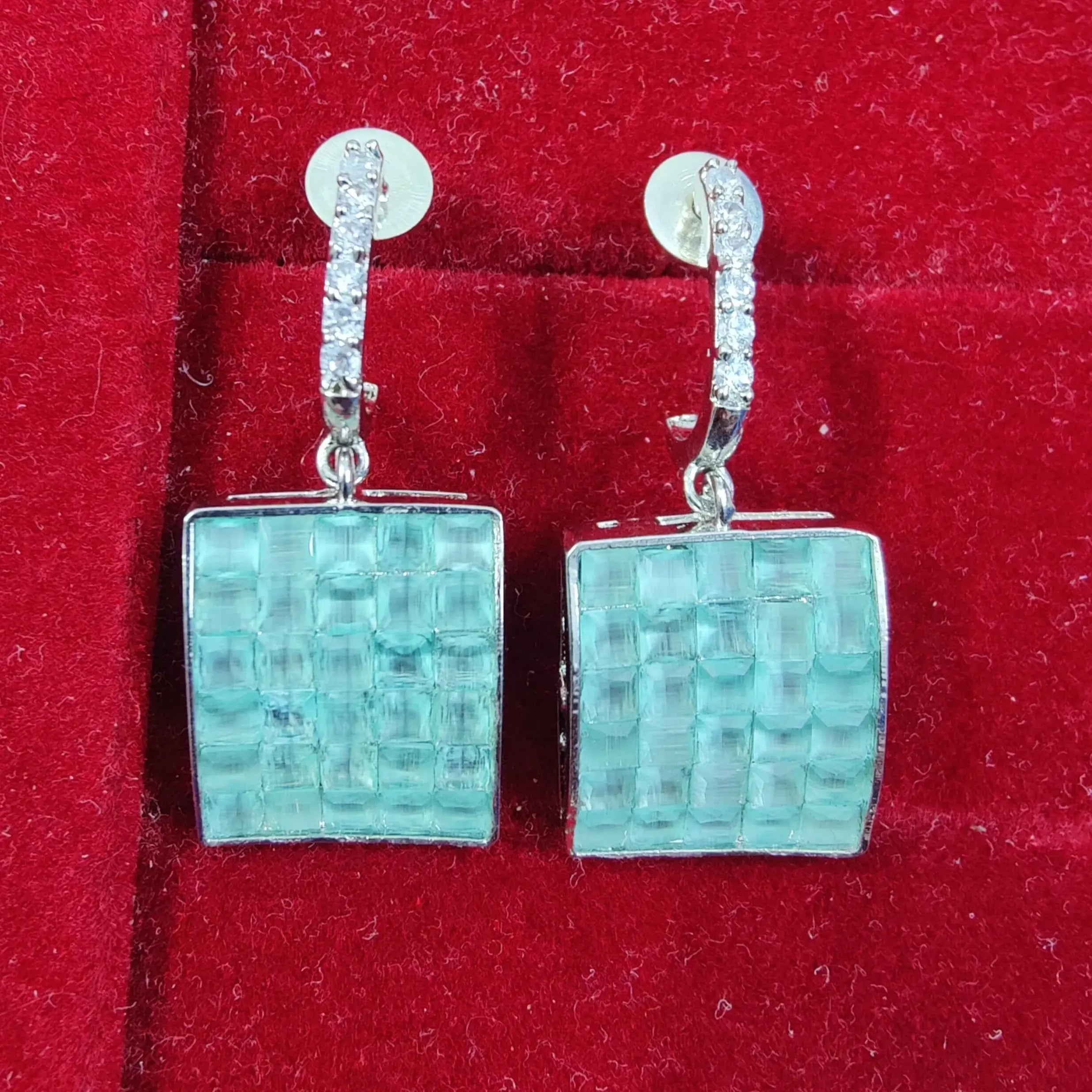 Rimjhim AD Crystal Earrings- Mint