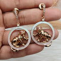 Irvin Italian Enamel Leopard Earrings - Pink n Light blue