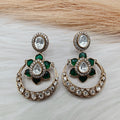 Manvi Talpe Stones Uncut Polki Earrings- Green