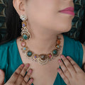Meherbaan Sabya Inspired Multi Coloured Natural Stone Necklace Set