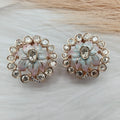 Fiore Moissanite Italian Enamel Studs- Powder Blue n Pink
