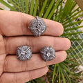 Invisible Setting AD Star Earrings And Ring Conbo- Silver
