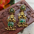 Nandi Amrapali Brass Fusion Earrings - Green