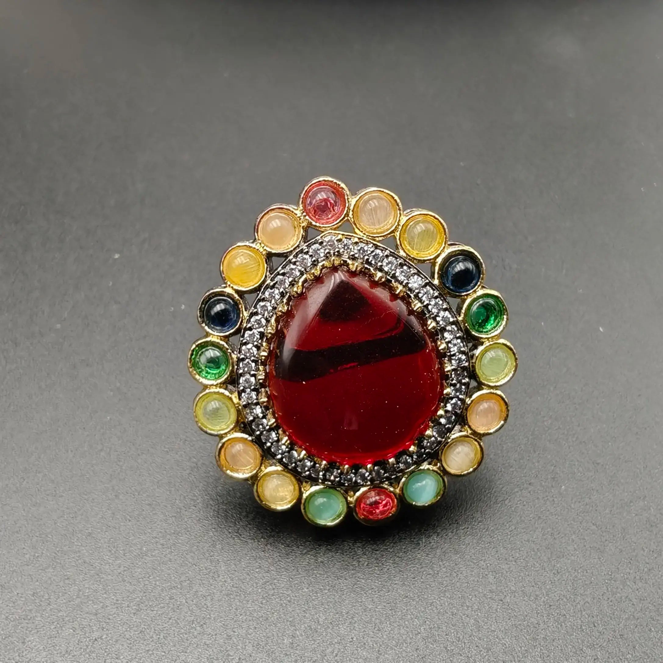 Mrinal Monalisa Adjustable Finger Ring- Multi